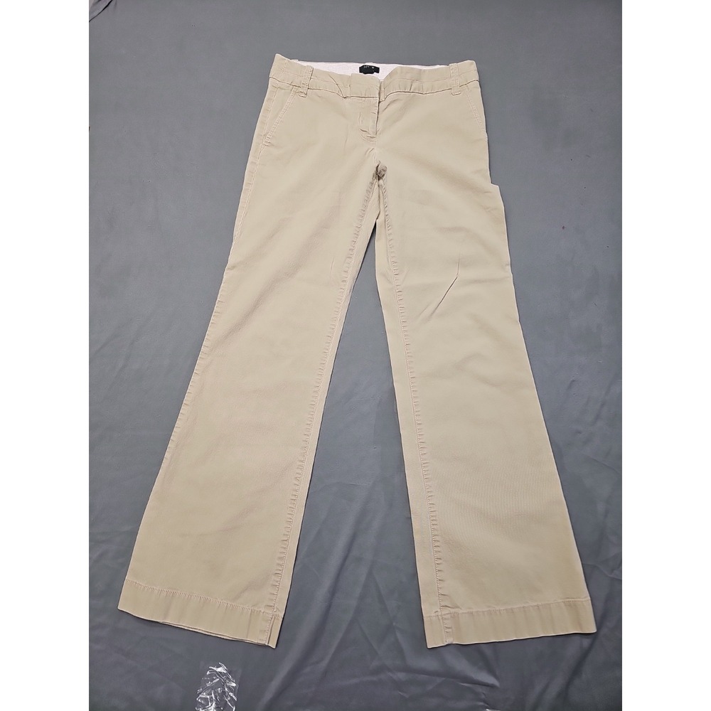 J. Crew Womens City Fit Chino Pants Size 4S"  Beige Straight Leg Cuff Hem Cotton